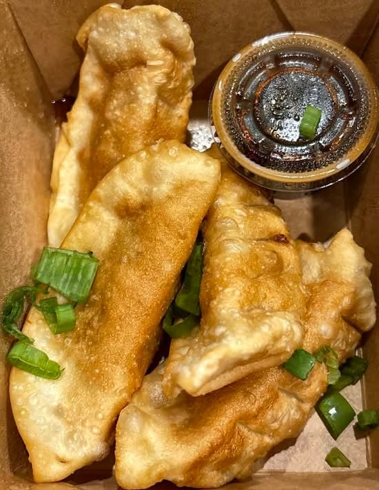 Chicken gyoza.
