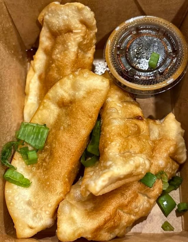 Chicken gyoza.